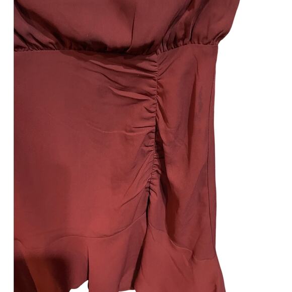 Express Burgundy Sleeveless Short Mini Dress Gathered Skirt Size XS Extra Small - Picture 3 of 5
